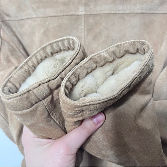 Winlit Leather Jacket with Fur Lining Women's Size Medium Tan Zip Front Western - Picture 10 of 10